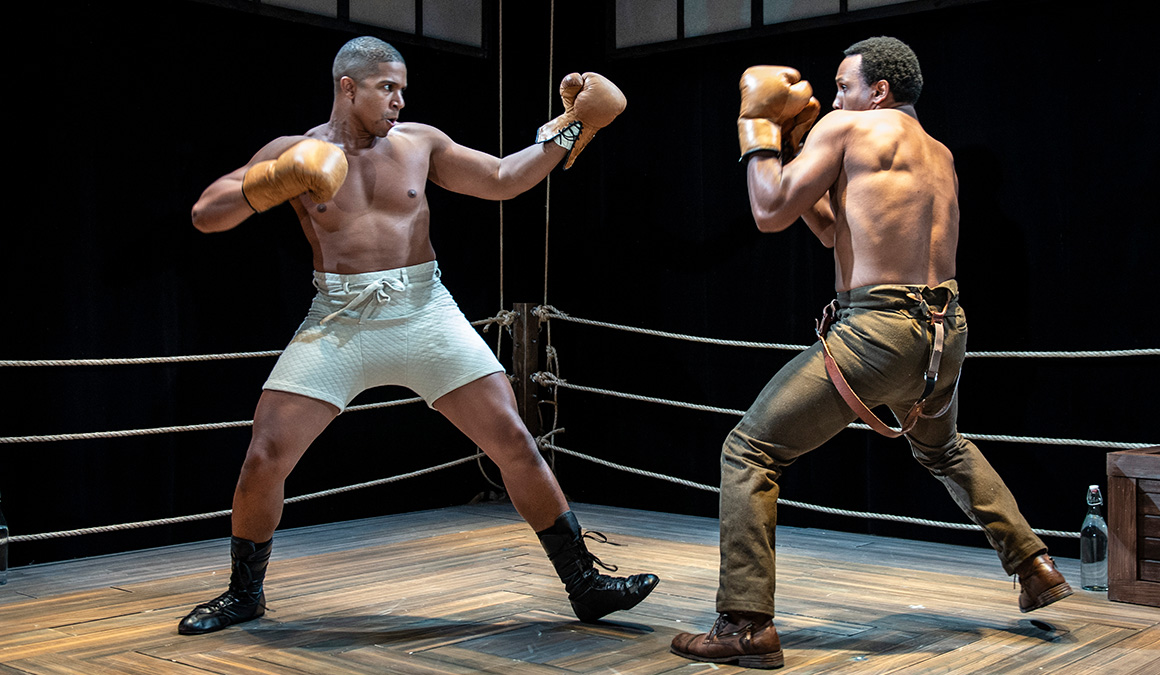 Jaysen Wright ’09 (right) as boxer Jack Johnson in The Royale.